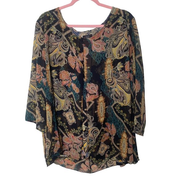 Cocomo Tunic Blouse Womens 3X Floral Paisley Flowy Casual Plus Size Pullover - Picture 1 of 8